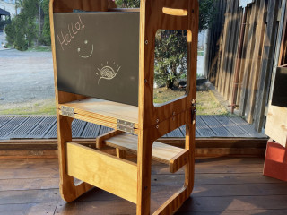 Kids Furniture-learning tower [3in1; table+chair / black board]